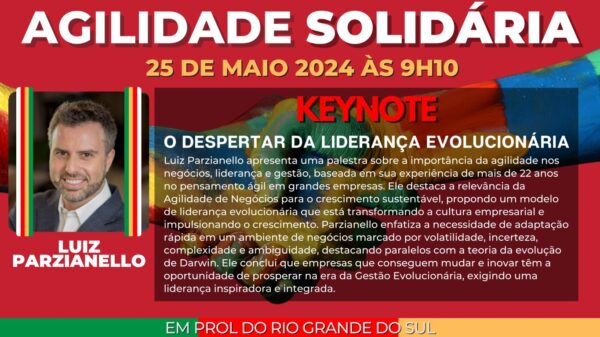 Keynote de Luiz Parzianello no Agilidade Solidária RS 2024: Agilidade de Negócios e o Despertar da Liderança Evolucionária